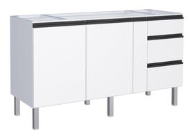 Gabinete / Balcão Para Cozinha GA Em Aço para pia de 1.60m Com Puxadores e Pés em Aluminío 3 Gavetas com Corrediças Telescópicas Cor Branco Gabinete / Balcão Para Cozinha GA Em Aço para pia de 1.60m Com Puxadores e Pés em Aluminío 3 Gavetas com Corrediças Telescópicas Cor Branco