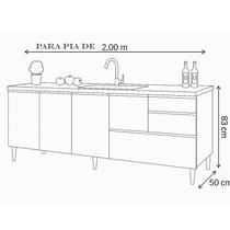 Gabinete Balcão Para Pia 2 Metros Maceió Castanho Puxador Aluminio