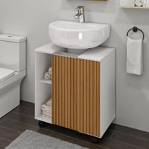 Gabinete Banheiro 1 Porta Com Rodinhas Branco Ripado Gabinete Banheiro 1 Porta Com Rodinhas Branco Ripado