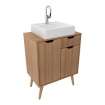 Gabinete Banheiro 60cm 2 Portas E 1 Gaveta Retrô Multimóveis Cr10118 Amêndoa Amêndoa Gabinete Banheiro 60cm 2 Portas E 1 Gaveta Retrô Multimóveis Cr10118 Amêndoa Amêndoa