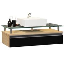 Gabinete Banheiro 60cm Ametista Preto/Freijó Gabinete Banheiro 60cm Ametista Preto/Freijó