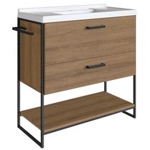 Gabinete Banheiro 80 cm Com Lavatorio Marmorite Preto Mell P1008 PP