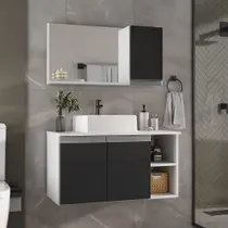 Gabinete Banheiro 80 cm Cuba Espelheira Móveis Joia