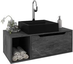 Gabinete banheiro 80cm 1 porta tecno mobili bn3644 mármore lunar Gabinete banheiro 80cm 1 porta tecno mobili bn3644 mármore lunar
