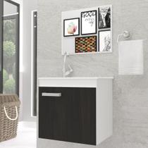 Gabinete Banheiro Bari 45 cm Branco C/Êbano Kit Completo Branco Gabinete Banheiro Bari 45 cm Branco C/Êbano Kit Completo Branco
