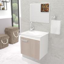 Gabinete Banheiro Bari 45 cm Branco C/Grigio Kit Completo