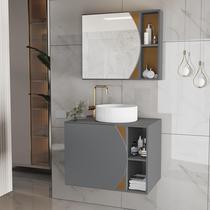 Gabinete Banheiro Carolina com Espelheira e Cuba MDF Resistente à Umidade, Armário Completo para Ban