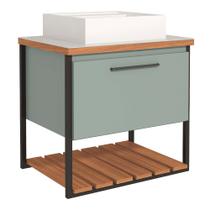 Gabinete Banheiro com Cuba 1 Porta Basculante 60 cm Caribe MGM Pistache