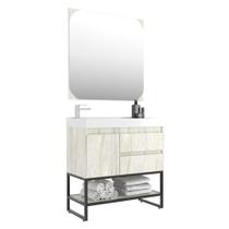 Gabinete Banheiro com Cuba e Espelheira 80cm Multimóveis CR10070 Carvalho