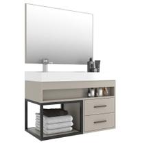 Gabinete Banheiro com Cuba e Espelheira 80cm Multimóveis CR10071 Nude Gabinete Banheiro com Cuba e Espelheira 80cm Multimóveis CR10071 Nude