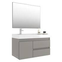 Gabinete Banheiro com Cuba e Espelheira 80cm Multimóveis CR10074 Cimento Gabinete Banheiro com Cuba e Espelheira 80cm Multimóveis CR10074 Cimento