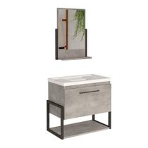 Gabinete Banheiro com Pia 1 Porta Basculante 60 cm com Espelheira Ipanema Cimento - MGM