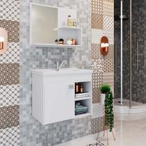 Gabinete Banheiro com Pia e Espelheira 55 cm Bia MGM Branco - 100% MDF Gabinete Banheiro com Pia e Espelheira 55 cm Bia MGM Branco - 100% MDF