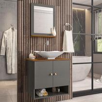 Gabinete Banheiro Deli Concava Bco Torneira Valv Click Inox