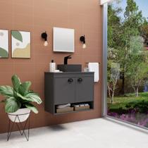 Gabinete Banheiro Em Mdf Com Pia Cuba - Latina Preto