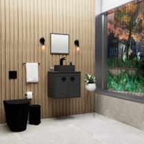 Gabinete Banheiro Em Mdf Com Pia Cuba - Pompeia Preto