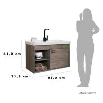 Gabinete Banheiro Em Mdf E Cuba - Monza Marrom 60Cm