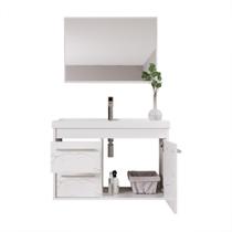 Gabinete Banheiro Em Mdf E Cuba - Potenza Branco 60Cm