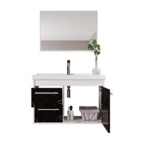 Gabinete Banheiro Em Mdf E Cuba - Potenza Preto 60Cm