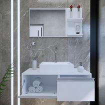 Gabinete Banheiro Kairós 80 Branco Montado C/cuba + Combo