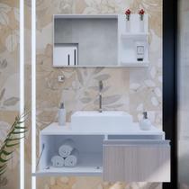 Gabinete Banheiro Kairós 80 Grigio Montado C/cuba + Combo Branco