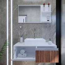 Gabinete Banheiro Kairós 80 Ripado Montado C/cuba + Combo