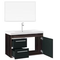 Gabinete banheiro lavabo pia com espelho mdf prócion preto