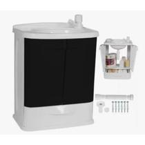 Gabinete Banheiro Lavável 100 Pvc Astra Gab Fit Porta Preta