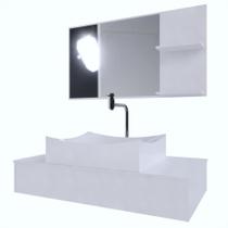Gabinete Banheiro Madri 80 Branco Sem Gaveta C/Cuba + Combo Branco