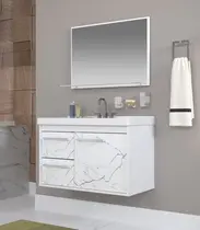 Gabinete Banheiro Mdf com Pia Cuba - Potenza