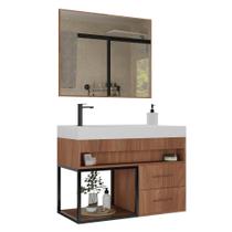 Gabinete Banheiro New 80cm Com Espelheira E Cuba Mdf Moderno Gabinete Banheiro New 80cm Com Espelheira E Cuba Mdf Moderno
