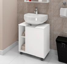 Gabinete Banheiro Pequin Bechara Armário Móvel Com Rodinha e Porta Carrinho Auxiliar