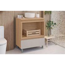 Gabinete Banheiro Rainha c/1Gav e Nicho 70cm Greige Nesher Gabinete Banheiro Rainha c/1Gav e Nicho 70cm Greige Nesher