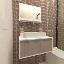 Gabinete Banheiro Real 60 Grigio C/cuba + Kit Acessórios