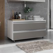 Gabinete Banheiro Rodinhas Joia 80cm 02 Gavetas Branco Cinza Gabinete Banheiro Rodinhas Joia 80cm 02 Gavetas Branco Cinza