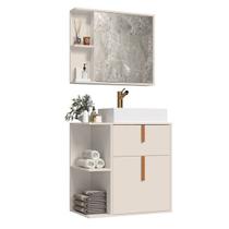 Gabinete Banheiro Star 2 Portas com Espelheira e Cuba Dalla - Cores Diversas - Outlet Da Luana