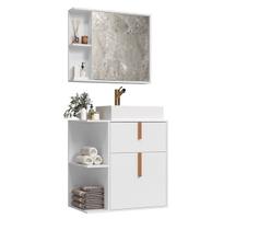 Gabinete Banheiro Star 2 Portas com Espelheira e Cuba Dalla - Cores Diversas - Outlet Da Luana