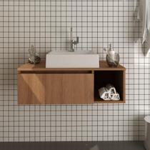 Gabinete Banheiro Suspenso 80cm Multimóveis CR10081 Amêndoa