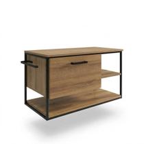 Gabinete Banheiro Suspenso PlacaEPonto P1007 Mel 80cm MDP Sem Cuba Preto e Mel