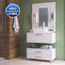 Gabinete Branco P/ Banheiro 80cm Painel Balcão - Sem Cuba Gabinete Branco P/ Banheiro 80cm Painel Balcão - Sem Cuba