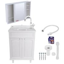 Gabinete Branco para Banheiro Plástico Gab Max Astra 63cm Completo