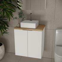 Gabinete c/ cuba nature 60cm estilare gab4008 branco/carvalho