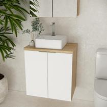 Gabinete c/ cuba nature 60cm estilare gab4008 carvalho/branco