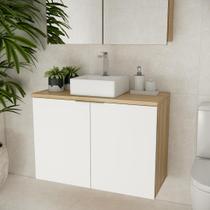 Gabinete c/ cuba nature 90cm estilare gab4032 carvalho/branco