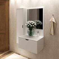 Gabinete com Armário e Espelho para Banheiro Suspenso 90x115cm Branco
