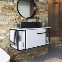 Gabinete com Cuba Banheiro Berlin 80cm P1019 Branco Gabinete com Cuba Banheiro Berlin 80cm P1019 Branco