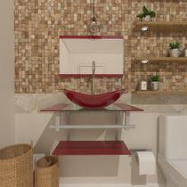 Gabinete com cuba oval para banheiro de vidro 40cm cores - Cubas e Gabinetes