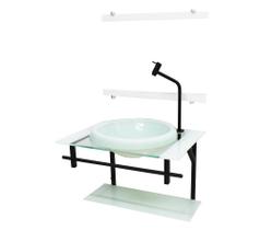 Gabinete com cuba para banheiro de vidro ap 60cm com cuba chapeu - branco Gabinete com cuba para banheiro de vidro ap 60cm com cuba chapeu - branco