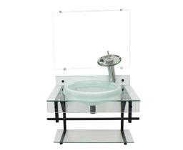 Gabinete com cuba para banheiro de vidro apxx 60cm com cuba chapeu - incolor - Cubas e Gabinetes