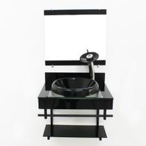 Gabinete com cuba para banheiro de vidro apxx 60cm com cuba chapeu - preto Gabinete com cuba para banheiro de vidro apxx 60cm com cuba chapeu - preto